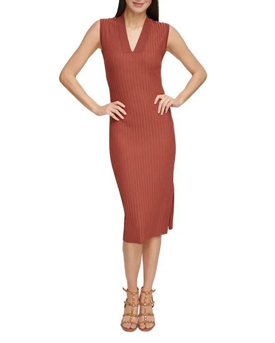 Wide Rib Sleeveless Midi Dress