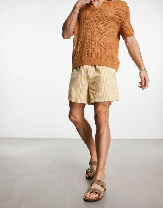 wide textured shorts in yellow stripe