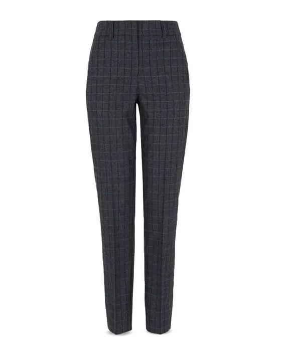 Windowpane Slim Leg Trousers