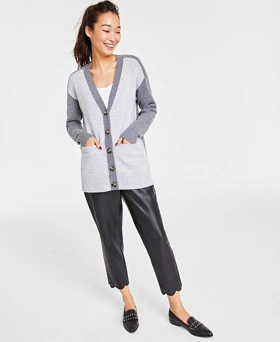Women's 100% Cashmere Colorblocked Cardigan, Created for Macy's