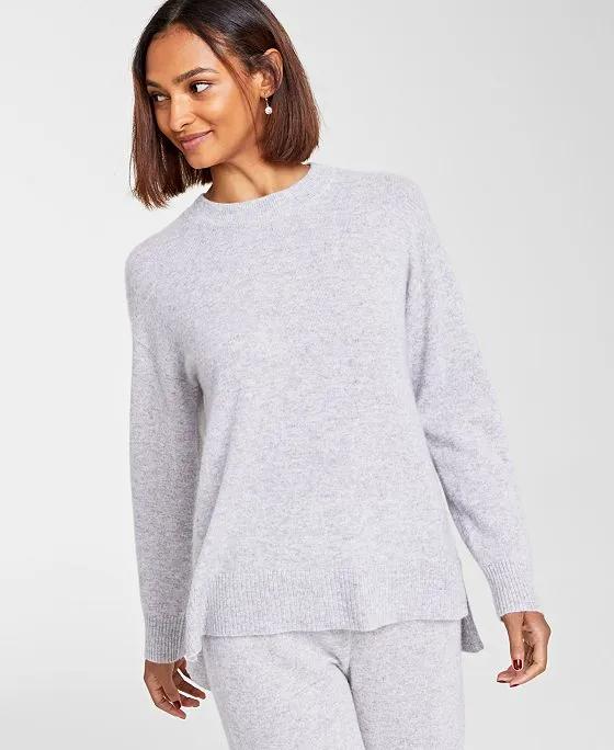 Women's 100% Cashmere Crewneck Drop-Hem Sweater, Created for Macy's