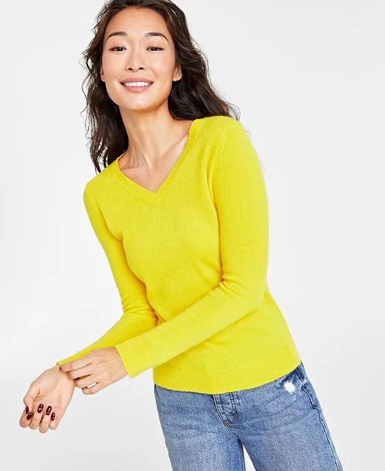 Women's 100% Cashmere V-Neck Sweater, Created for Macy's