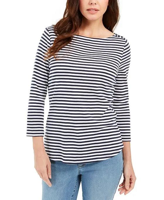 Women's 3/4-Sleeve Striped Top, Created for Macy's 