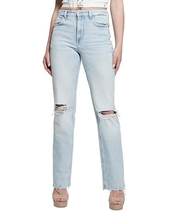 Women's 80s Destroyed High Rise Straight-Leg Jeans
