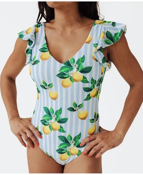 Women's Amalfi Coast Lemon Ruffle One Piece Suit