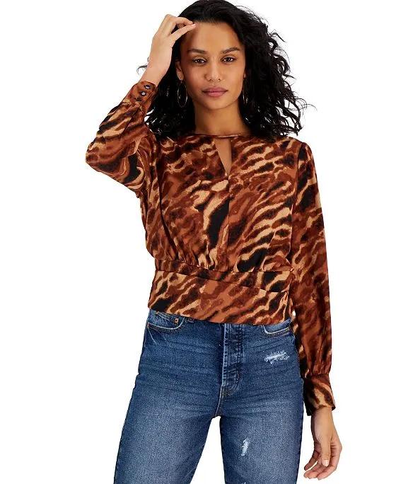 Women's Animal-Print Keyhole Blouse, Created for Macy's
