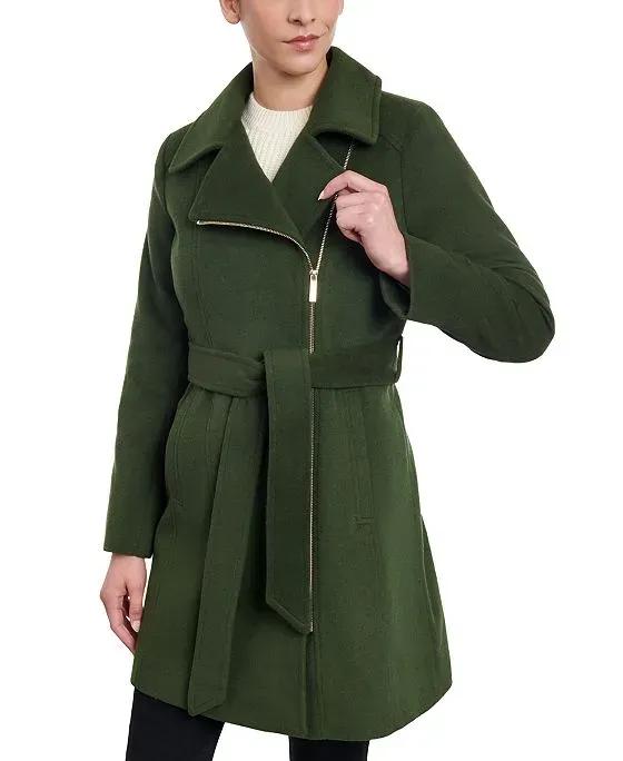 Women's Asymmetric Belted Wrap Coat
