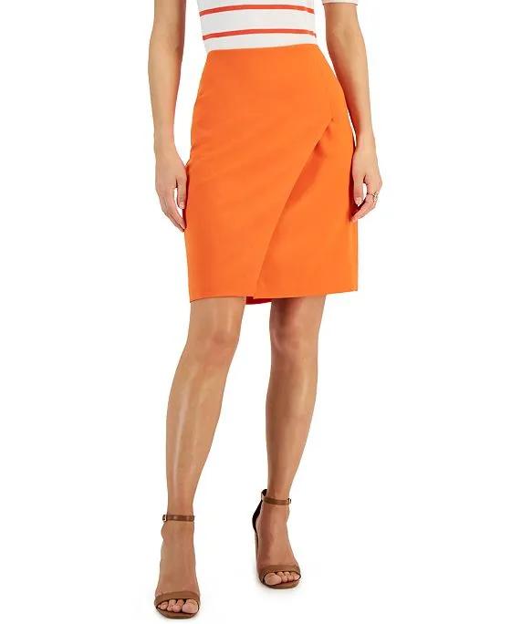 Women's Asymmetrical Faux-Wrap Pencil Skirt