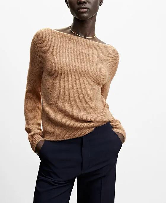 Women's Boat Neck Ribbed Sweater