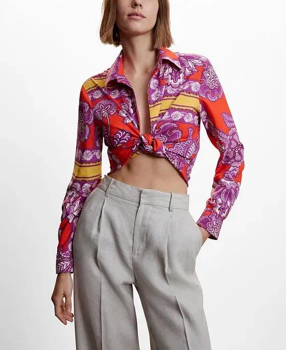 Women's Bow Printed Shirt