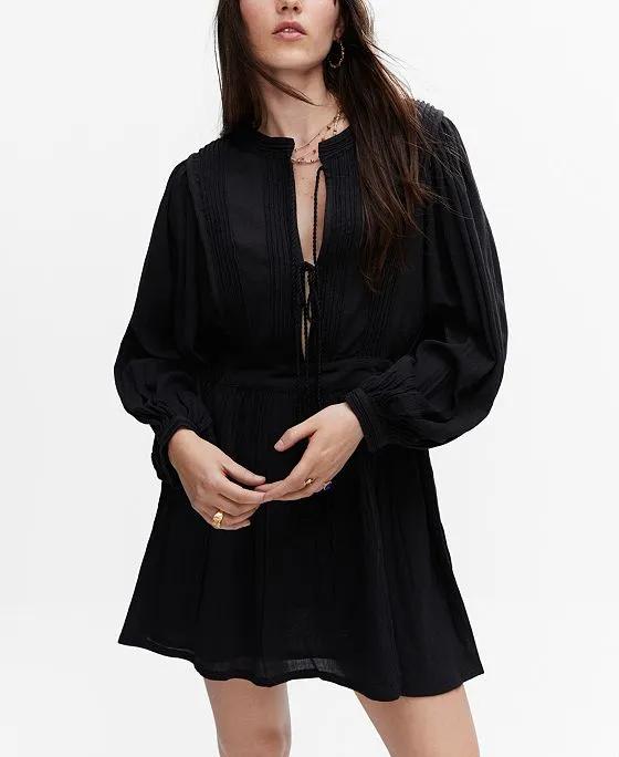 Women's Bows Detail Textured Dress