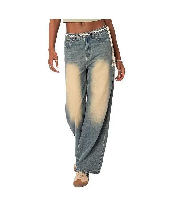 Women's Braya Washed Low Rise Baggy Jeans