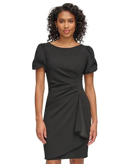 Women's Bubble-Sleeve Ruched Dress