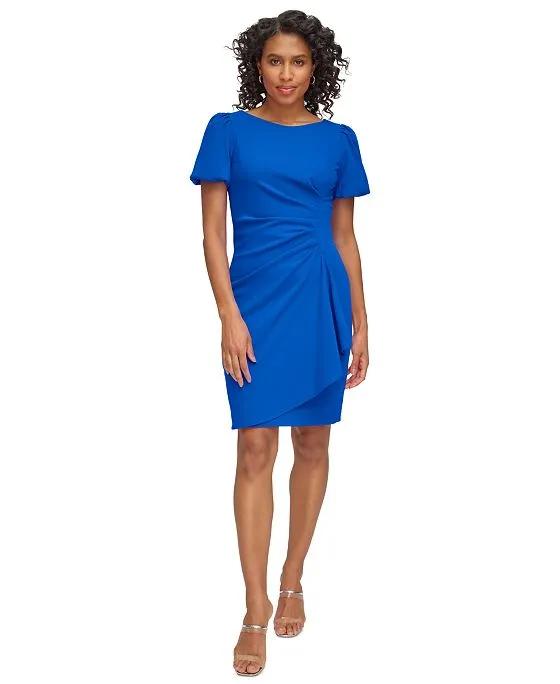 Women's Bubble-Sleeve Ruched Dress