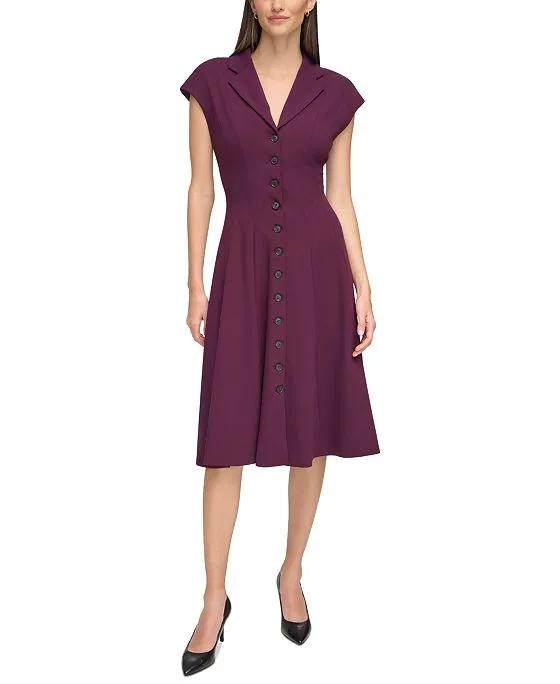 Women's Button-Front Fit & Flare Dress
