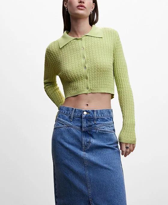 Women's Cable-Knit Cropped Cardigan
