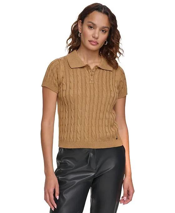 Women's Cable-Knit Short-Sleeve Top