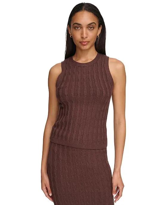 Women's Cable-Knit Sweater Tank Top