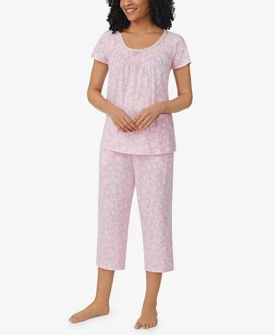 Women's Cap Sleeve Capri 2 Piece Pajama Set