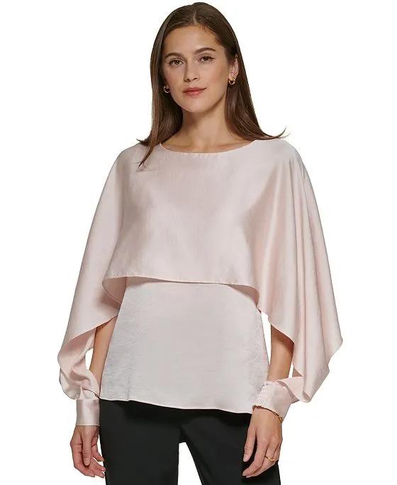 Women's Cape-Overlay Crewneck Top 