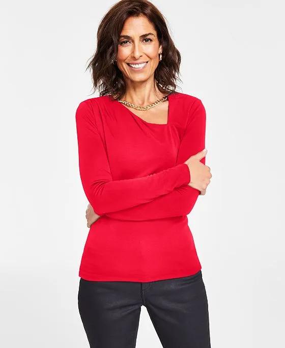 Women's Chain Cut-Out Long-Sleeve Top, Created for Macy's