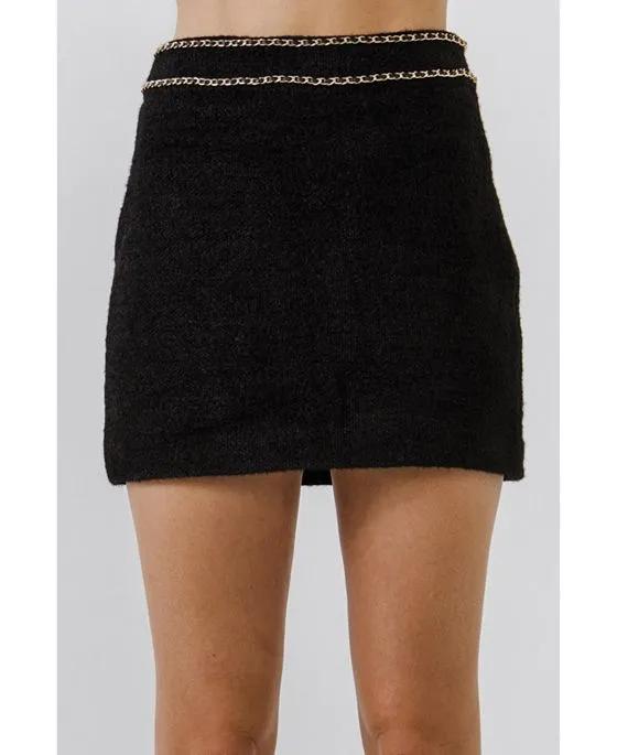 Women's Chain- Trimmed Mini Skirt