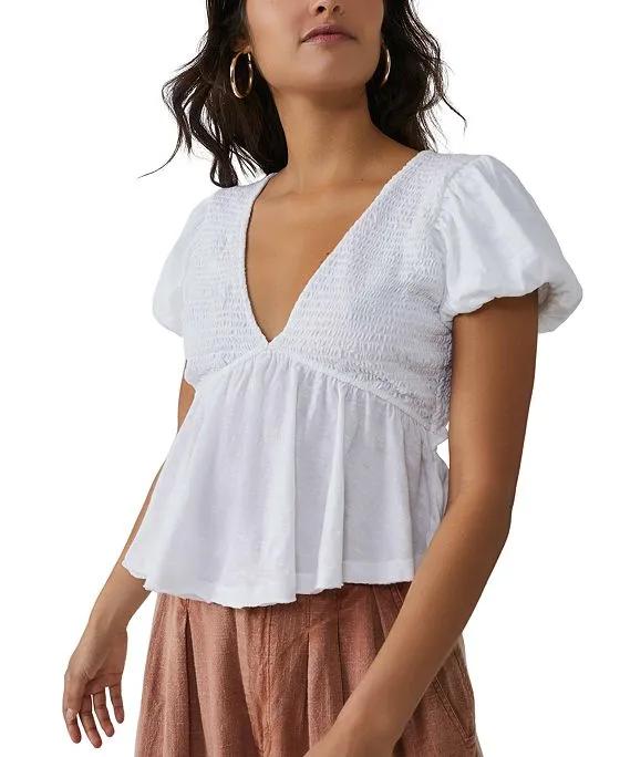 Women's Charlotte Cotton Smocked Tie-Back Top