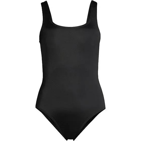 Women's Chlorine Resistant Scoop Neck High Leg Soft Cup Tugless Sporty One Piece Swimsuit