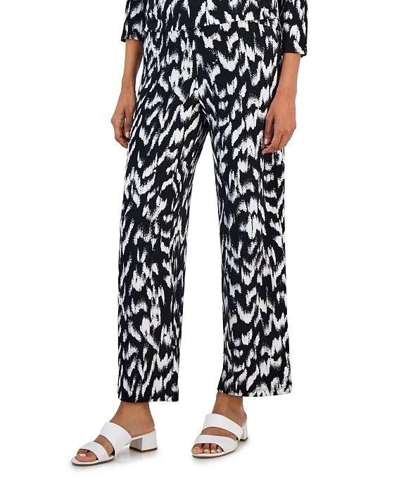 Women's Christina Printed Relaxed Pull-On Pants, Created for Macy's