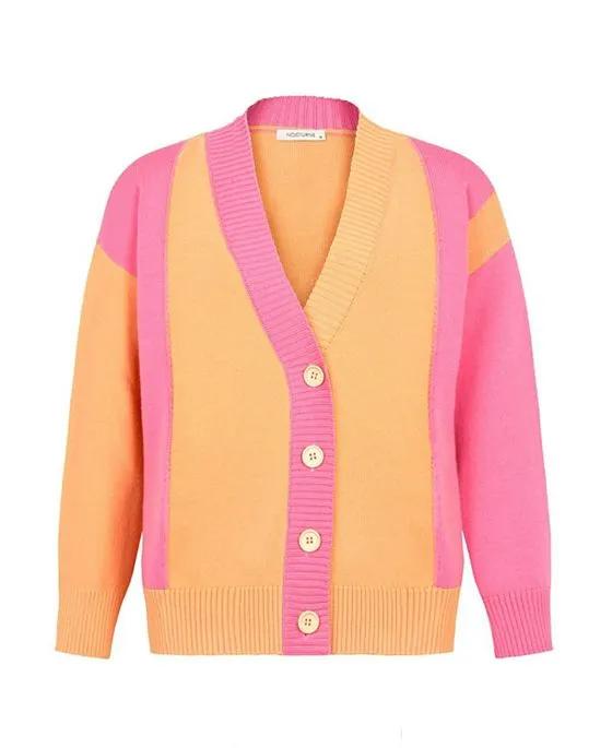 Women's Color Block Knit Cardigan