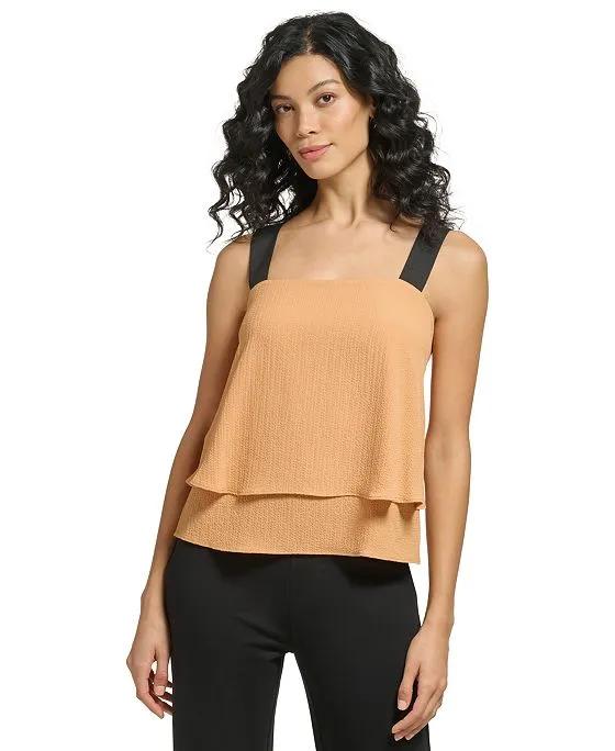 Women's Contrast-Strap Foldover Tank