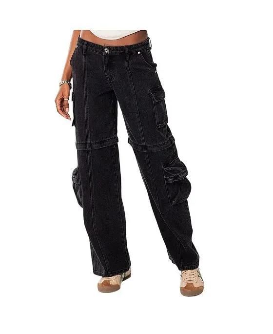 Women's Convertible two piece denim cargo pants