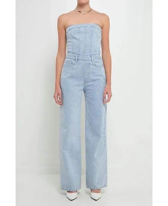 Women's Corset Denim Jumpsuit