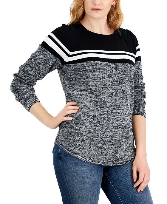 Women's Cotton Colorblocked Sweater, Created for Macy's