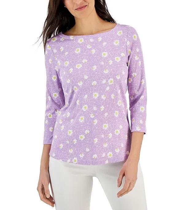 Women's Cotton Free Bloom Printed Top, Created for Macy's