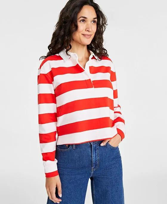 Women's Cotton Long-Sleeve Rugby Shirt, Created for Macy's