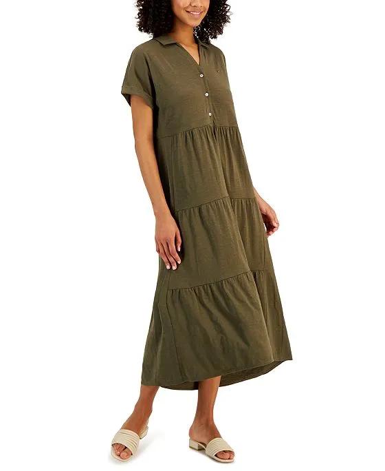 Women's Cotton Midi Tiered Dress