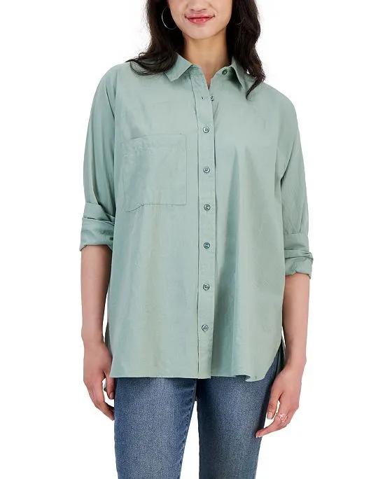 Women's Cotton Poplin Button-Up Shirt
