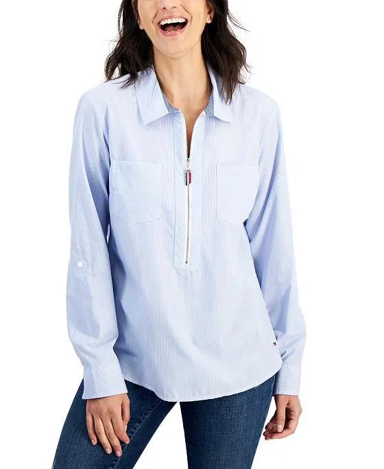 Women's Cotton Zippered Utility Shirt