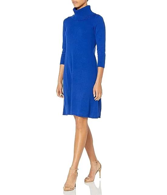 Women's Cowl Neck Fit and Flare Sweater Dress