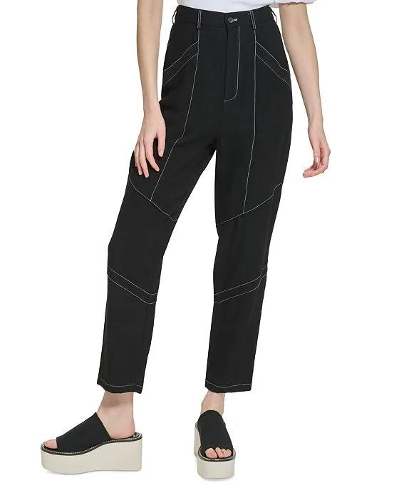 Women's Crinkle Topstitched Pants