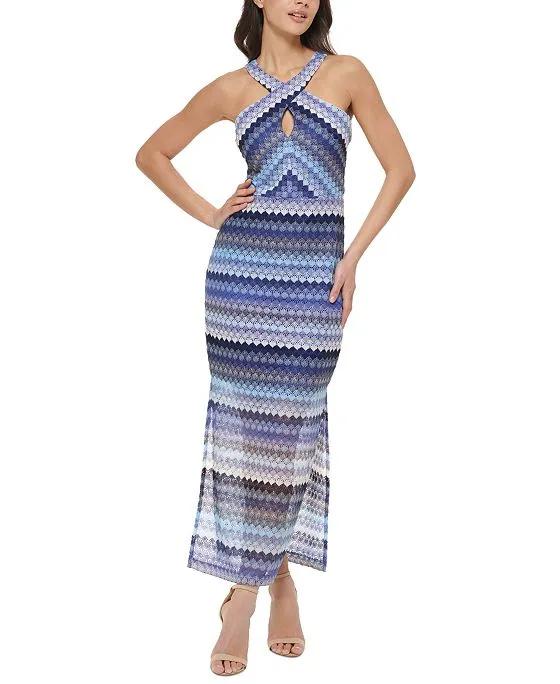 Women's Crochet Lace Halter Maxi Dress