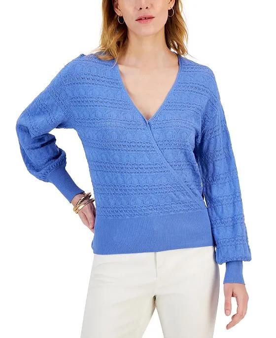 Women's Crochet Surplice Sweater, Created for Macy's