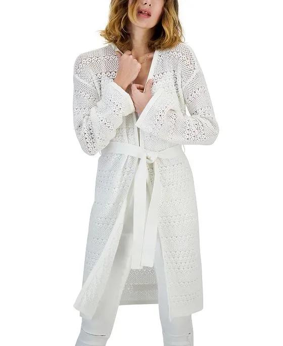 Women's Crocheted Cardigan Duster Sweater, Created for Macy's