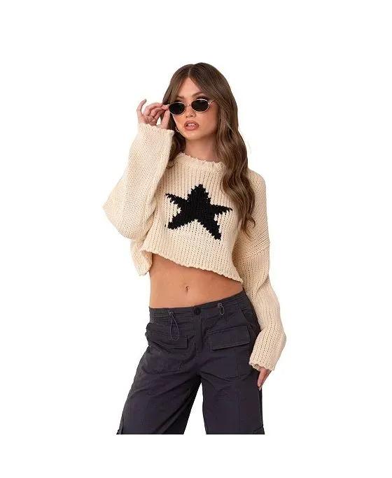 Women's Crop Sweater With Star