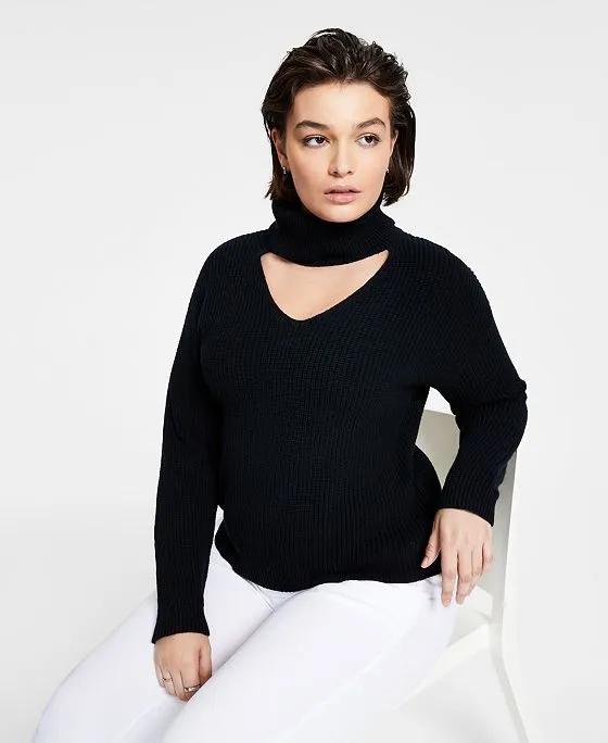 Women's Cutout-Detail Turtleneck Sweater, Created for Macy's