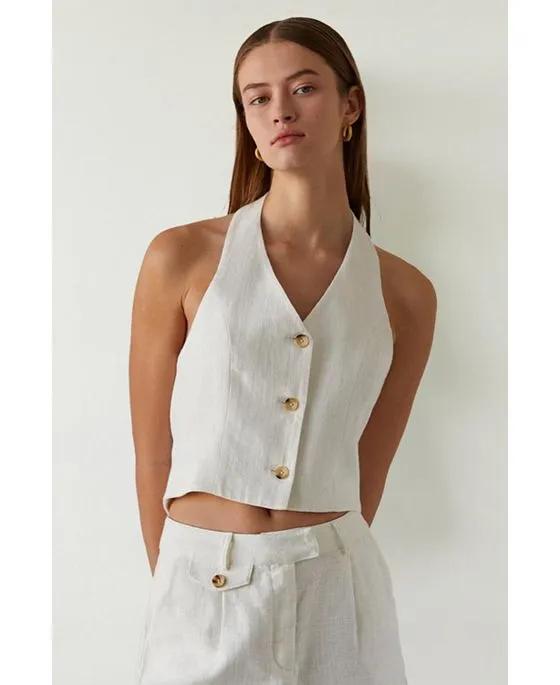Women's Daum Linen-Cotton Halter Vest