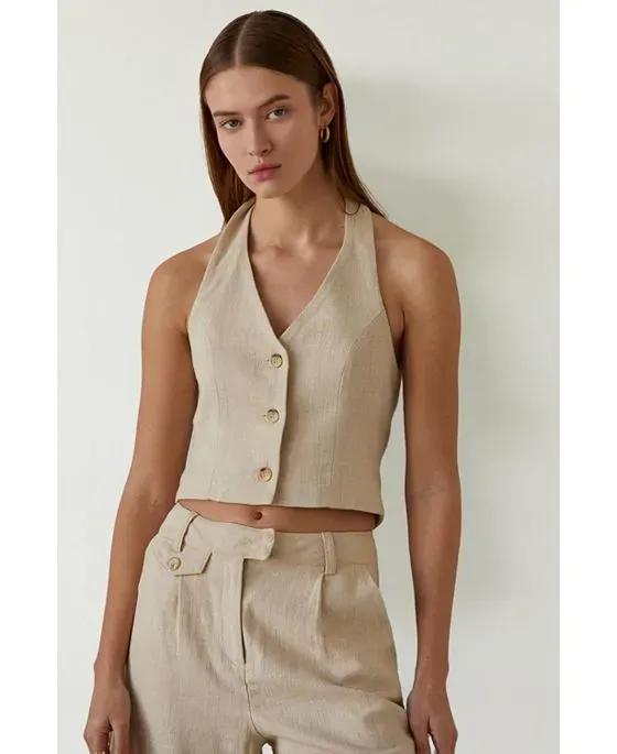 Women's Daum Linen-Cotton Halter Vest
