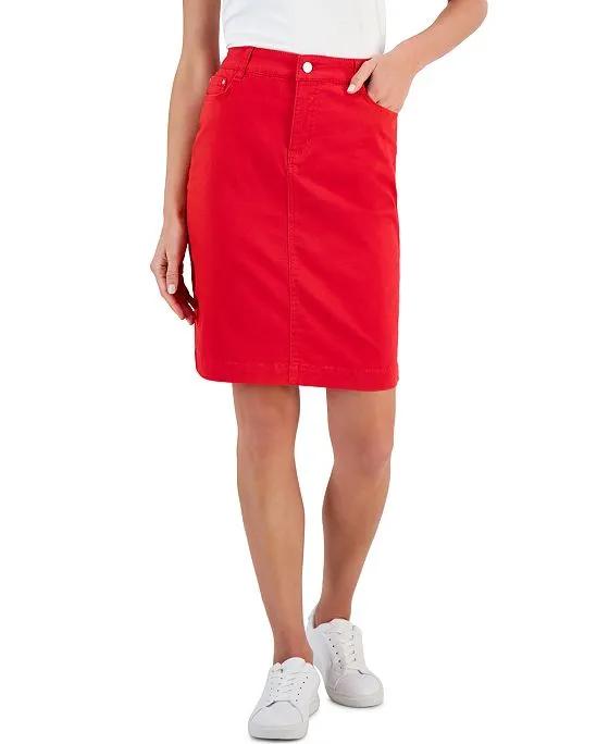 Women's Denim Tummy Control Skirt, Created for Macy's