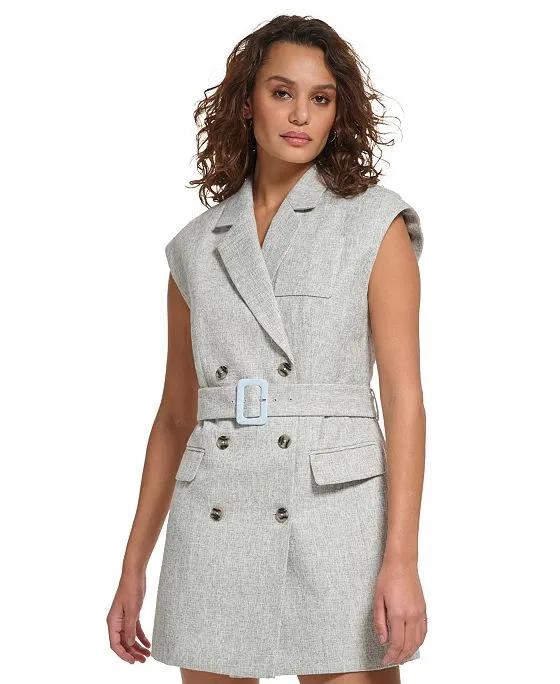 Women's Double-Breasted Belted Vest Jacket